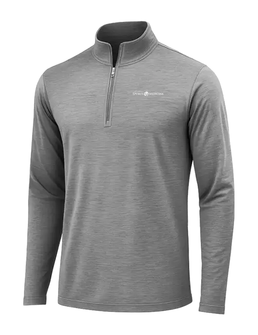 Dark Grey Heather Posicharge Tri-Blend Wicking 1/4 Zip Pullover w/Espanola Logo