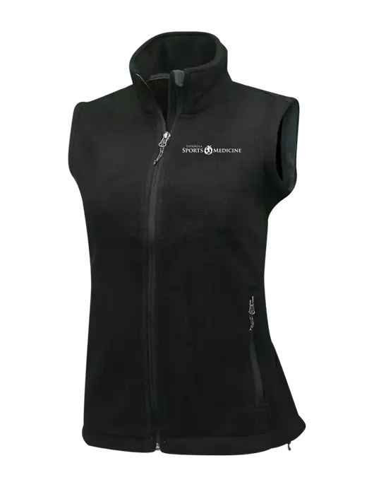 Womens Black Fleece Vest w/Espanola Logo