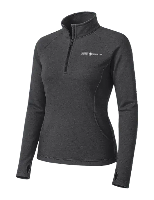 Dark Grey Heather Womens Sport Wick Stretch 1/4 Zip Pullover w/Espanola Logo