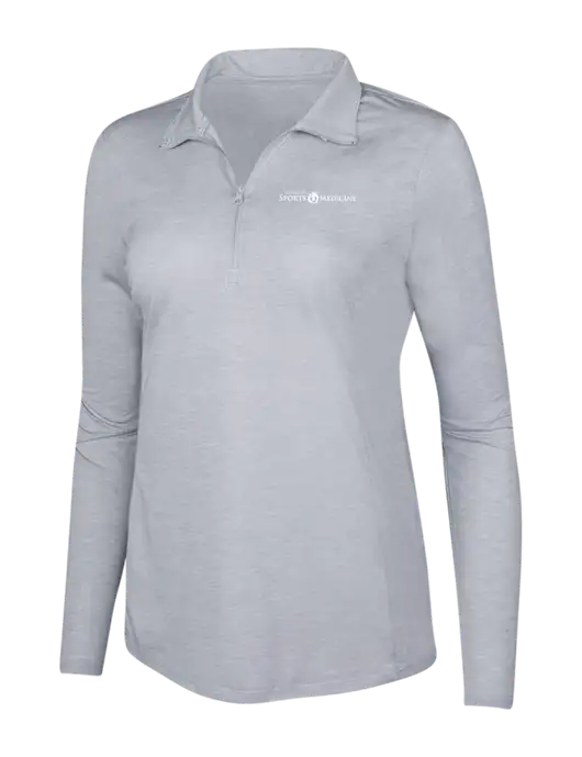 Light Grey Heather Womens Posicharge Tri-Blend Wicking 1/4 Zip Pullover w/Espanola Logo