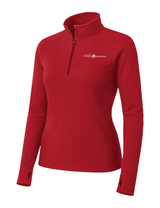 Red Womens Sport Wick Stretch 1/4 Zip Pullover w/Espanola Logo