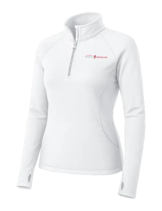 White Womens Sport Wick Stretch 1/4 Zip Pullover w/Espanola Logo