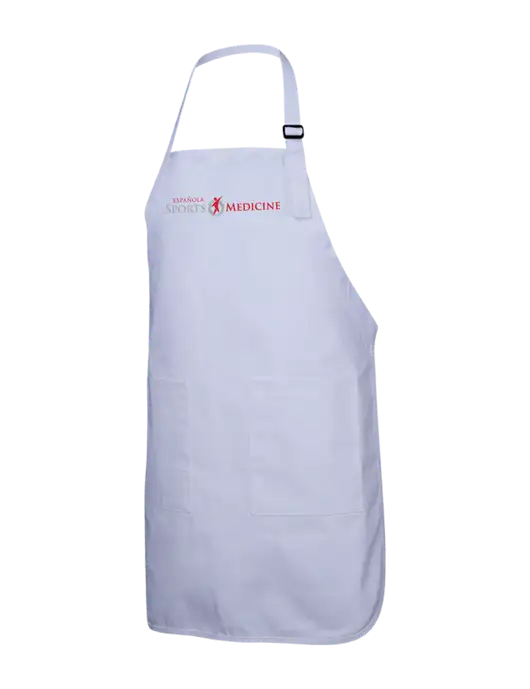 Full-Length White Apron With Pockets w/Espanola Logo