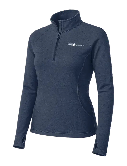 Navy Heather Womens Sport Wick Stretch 1/4 Zip Pullover w/Espanola Logo