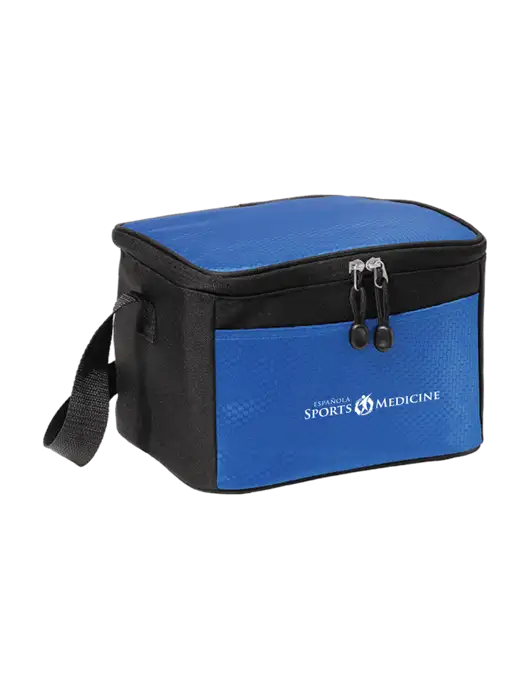 6 Can Twilight Blue/Black Cube Cooler w/Espanola Logo