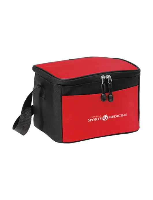 6 Can Red/Black Cube Cooler  w/Espanola Logo