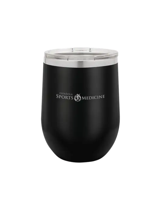 Polar Camel 12 oz Powder Coated Black Vacuum Insulated Stemless Wine Tumbler w/Espanola Logo