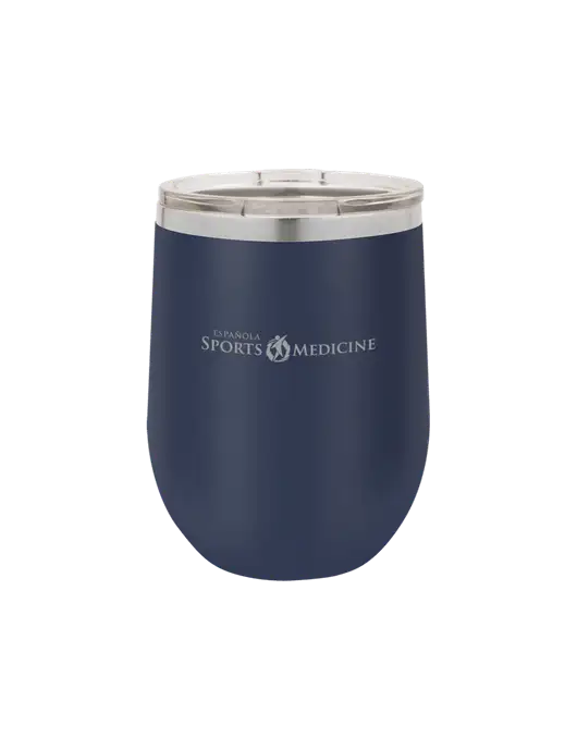 Polar Camel 12 oz Powder Coated Navy Vacuum Insulated Stemless Wine Tumbler w/Espanola Logo