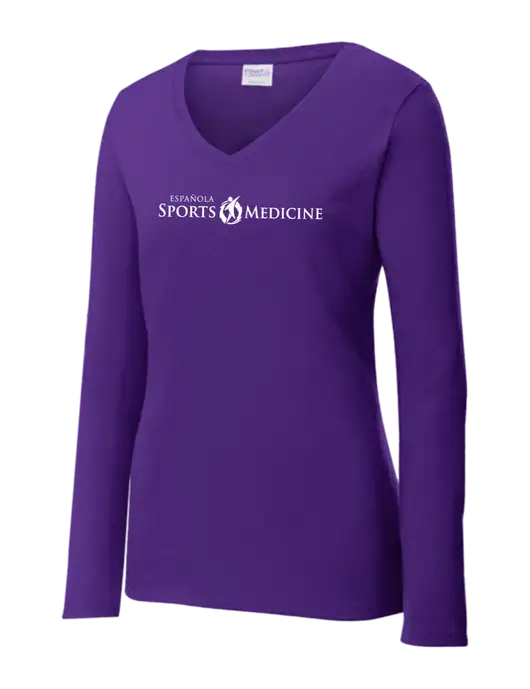 Womens  V-Neck Ring Spun Purple 4.5 oz Long Sleeve T-Shirt w/Espanola Logo