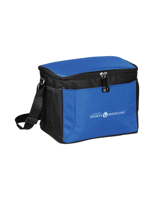 12 Can Twilight Blue/Black Cube Cooler  w/Espanola Logo