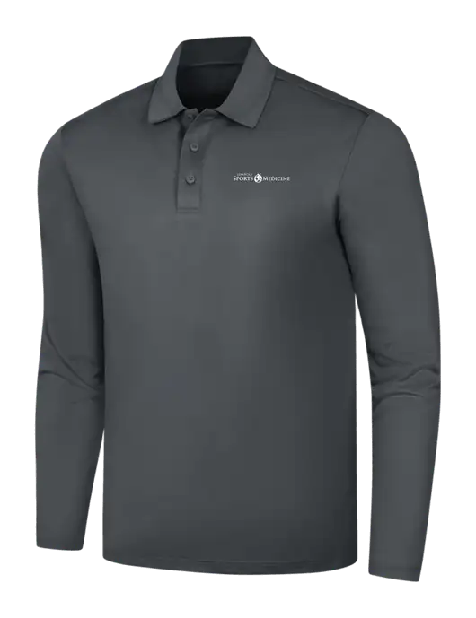 Dark Grey Silk Touch Performance Long Sleeve Polo w/Espanola Logo