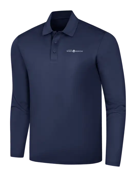 Navy Silk Touch Performance Long Sleeve Polo w/Espanola Logo