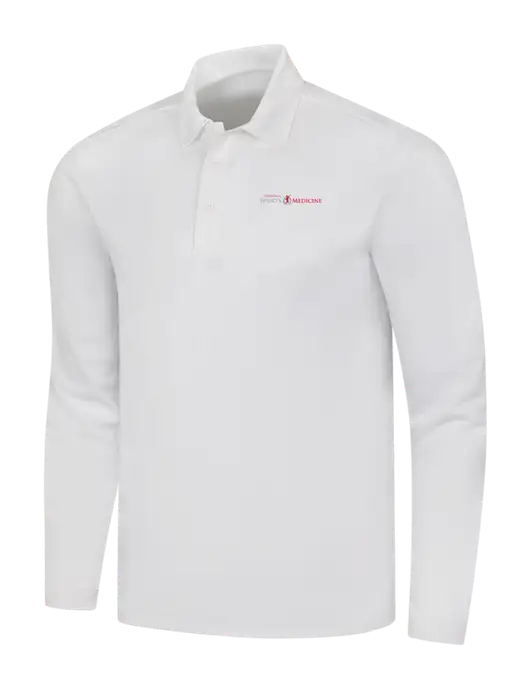 White Silk Touch Performance Long Sleeve Polo w/Espanola Logo