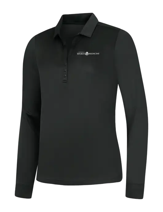 Womens Black Silk Touch Performance Long Sleeve Polo w/Espanola Logo