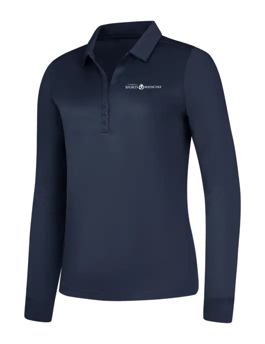 Womens Navy Silk Touch Performance Long Sleeve Polo w/Espanola Logo