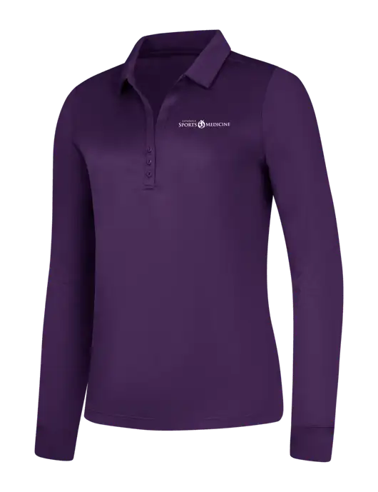 Womens Purple Silk Touch Performance Long Sleeve Polo w/Espanola Logo