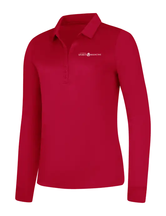 Womens Red Silk Touch Performance Long Sleeve Polo w/Espanola Logo