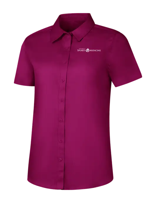 Womens Dark Fucia Short Sleeve Superpro React Twill Shirt w/Espanola Logo