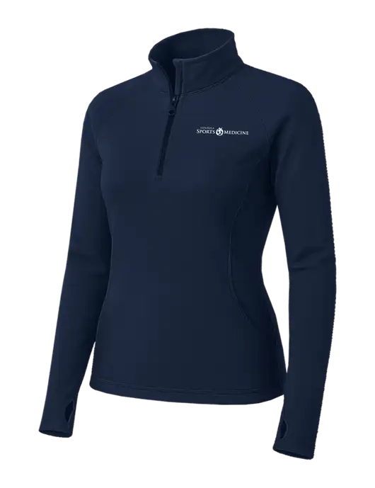 Navy Womens Sport Wick Stretch 1/4 Zip Pullover w/Espanola Logo