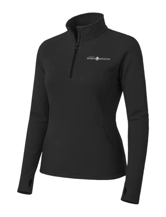 Charcoal Grey Womens Sport Wick Stretch 1/4 Zip Pullover w/Espanola Logo
