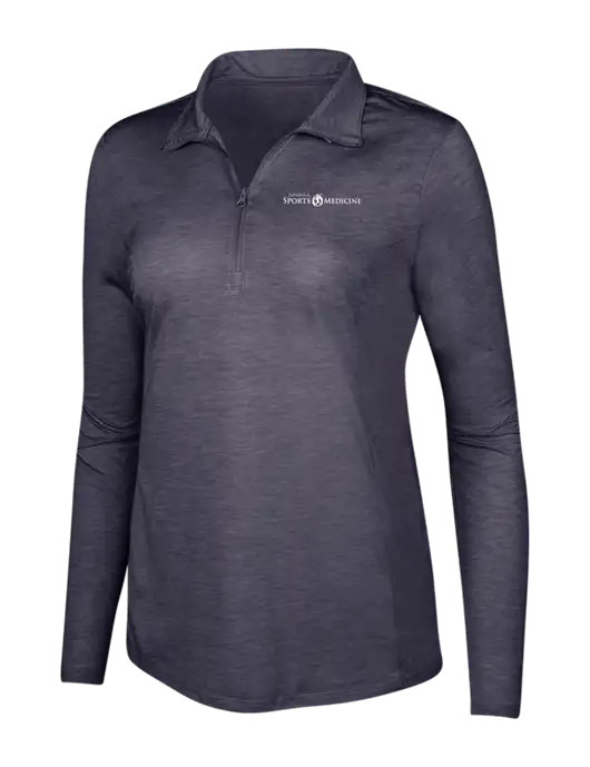 True Navy Heather Womens Posicharge Tri-Blend Wicking 1/4 Zip Pullover w/Espanola Logo
