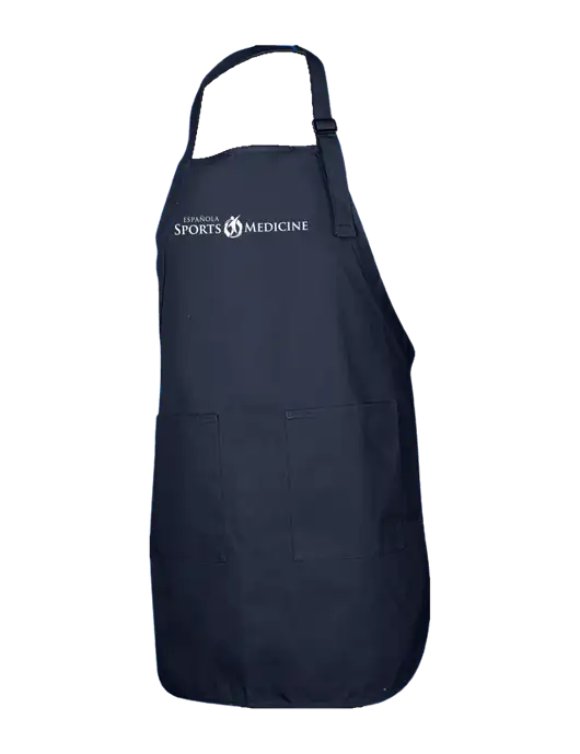 Full-Length Navy Apron With Pockets w/Espanola Logo