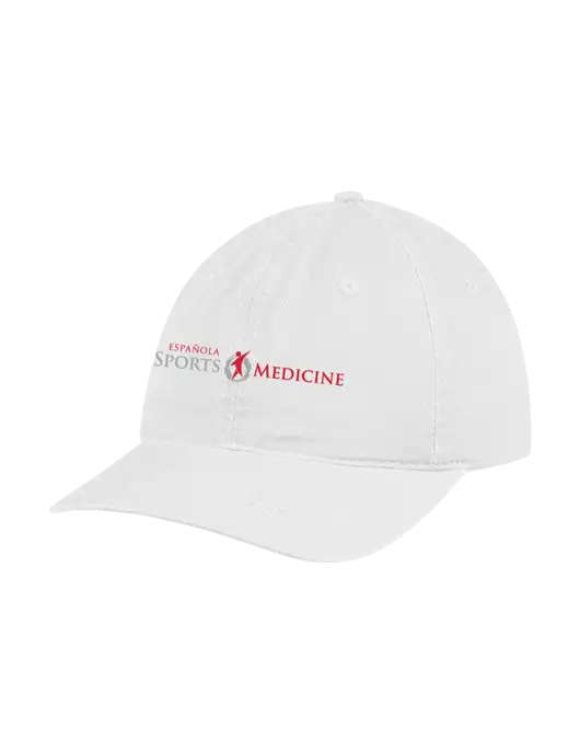 Garment Washed Unstructured Twill White Cap w/Espanola Logo