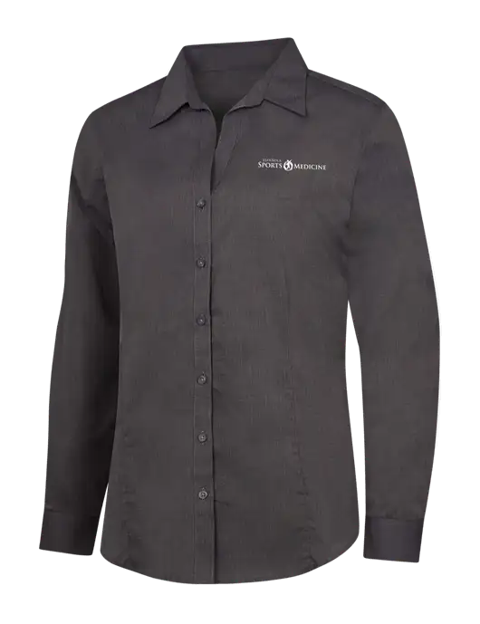 Womens Soft Black Crosshatch Easy Care Shirt w/Espanola Logo