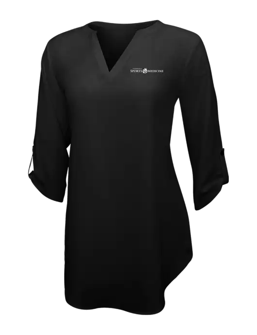 Womens Black 3/4 Sleeve Tunic Blouse w/Espanola Logo
