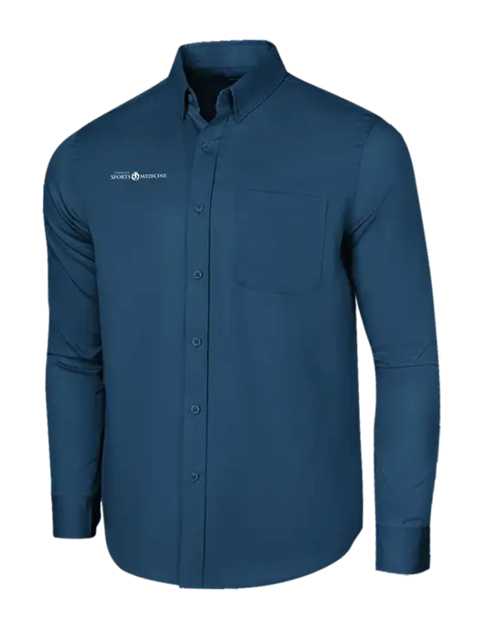 Long Sleeve Light Navy Superpro React Twill Shirt w/Espanola Logo