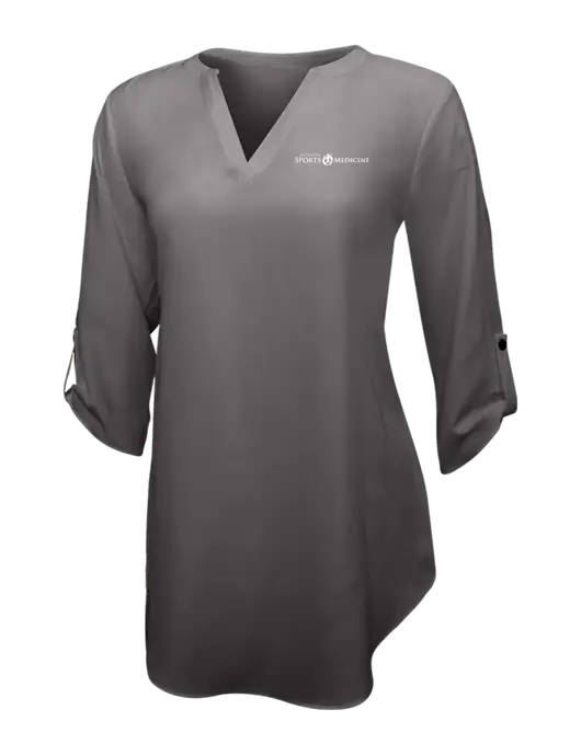 Dark Grey Womens 3/4 Sleeve Tunic Blouse w/Espanola Logo