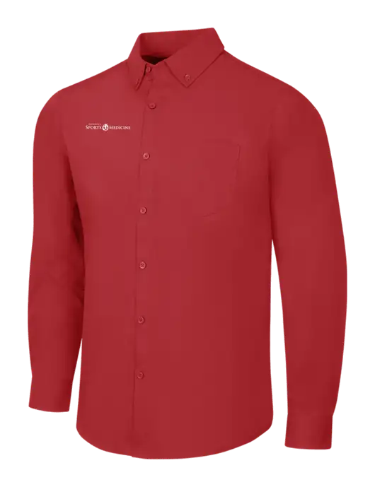 Red Long Sleeve Carefree Poplin Shirt w/Espanola Logo