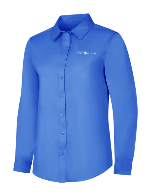 Dark Carolina Blue Womens Long Sleeve Superpro React Twill Shirt w/Espanola Logo