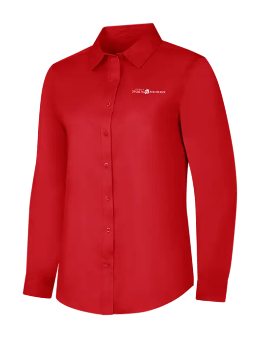 Red Womens Long Sleeve Superpro React Twill Shirt w/Espanola Logo
