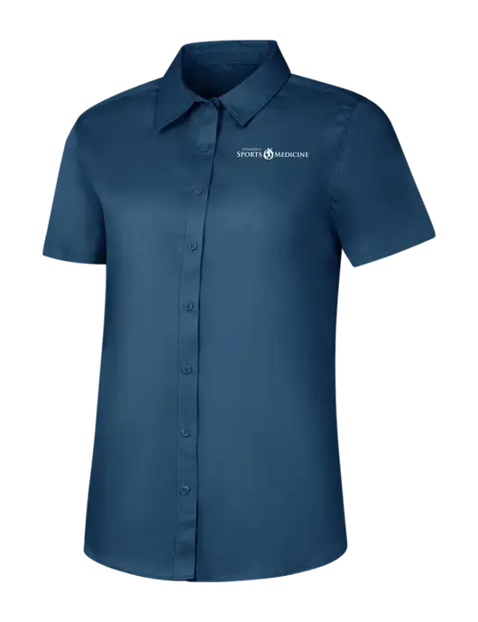 Womens Light Navy Short Sleeve Superpro React Twill Shirt w/Espanola Logo