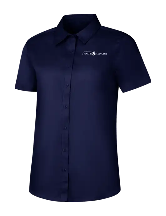 Womens Navy Short Sleeve Superpro React Twill Shirt w/Espanola Logo
