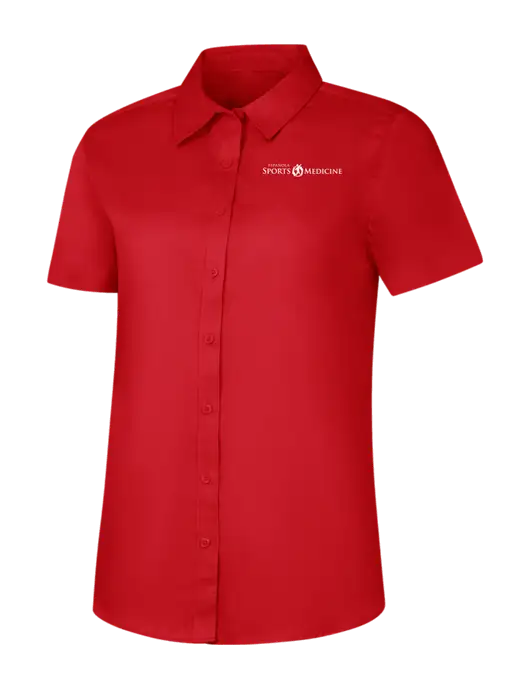 Womens Red Short Sleeve Superpro React Twill Shirt w/Espanola Logo