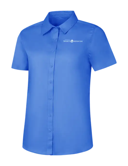 Womens Dark Carolina Blue Short Sleeve Superpro React Twill Shirt w/Espanola Logo