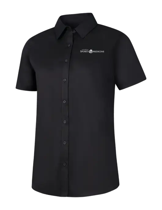 Womens Black Short Sleeve Superpro React Twill Shirt w/Espanola Logo