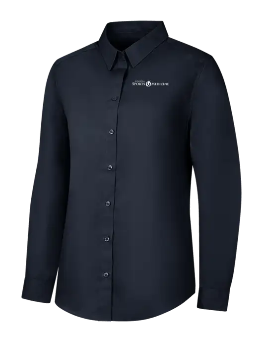 Womens River Blue Navy Long Sleeve Carefree Poplin Shirt w/Espanola Logo