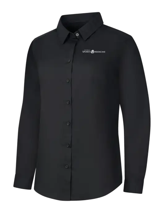 Womens Black Long Sleeve Carefree Poplin Shirt w/Espanola Logo