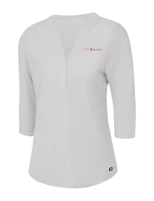 OGIO Bright White Jewel Henley w/Espanola Logo