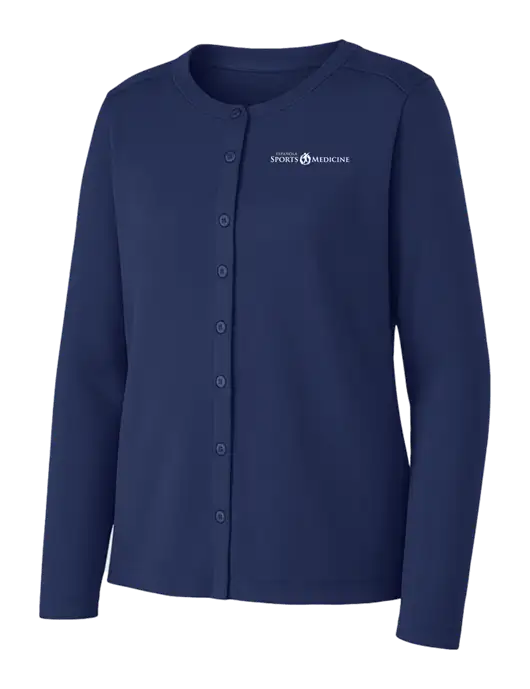 Dress Blue Navy Womens Concept Stretch Button-Front Cardigan Sweater w/Espanola Logo