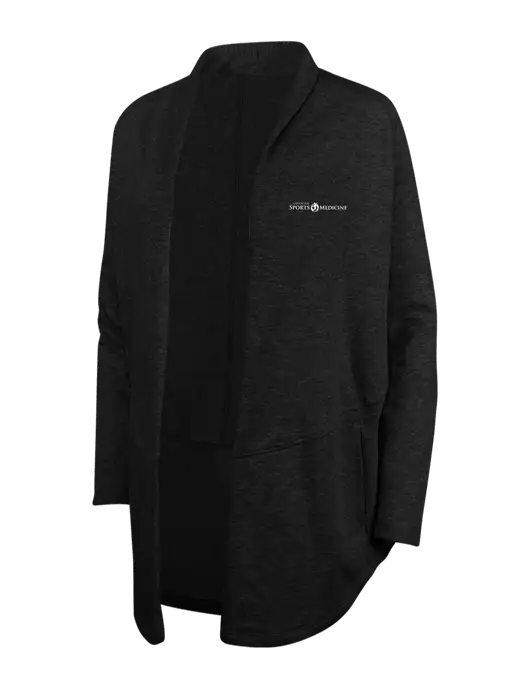 Deep Black/Charcoal Heather Womens Interlock Cardigan w/Espanola Logo