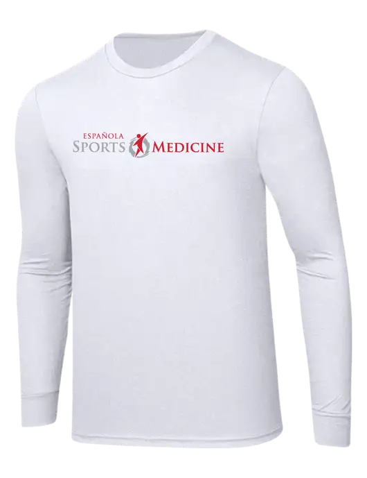 Simply Soft Long Sleeve White 4.5 oz, Poly/Combed Ring Spun Cotton T-Shirt w/Espanola Logo