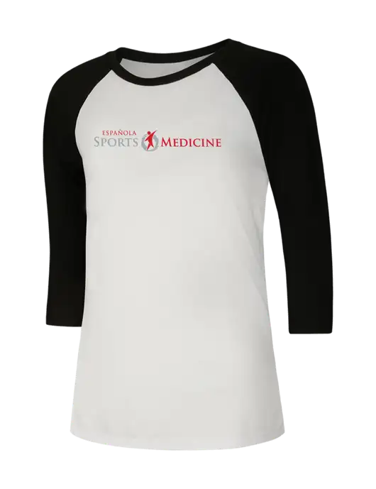 Womens Simply Soft 3/4 Sleeve Black/White Ring Spun Cotton T-Shirt w/Espanola Logo