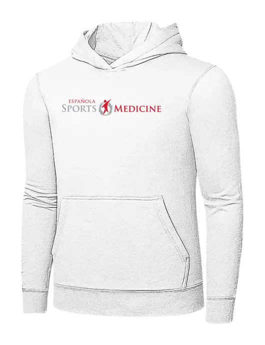 White 7.8 oz Ring Spun Hooded Sweatshirt w/Espanola Logo