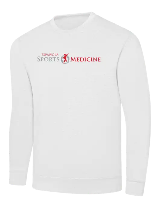 White 7.8 oz Ring Spun Crew Sweatshirt w/Espanola Logo