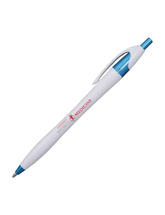 Novella White/Blue Shimmer Pen - Blue Ink w/Espanola Logo