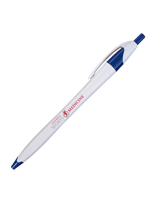 Novella White/Royal Classic Pen - Blue Ink w/Espanola Logo